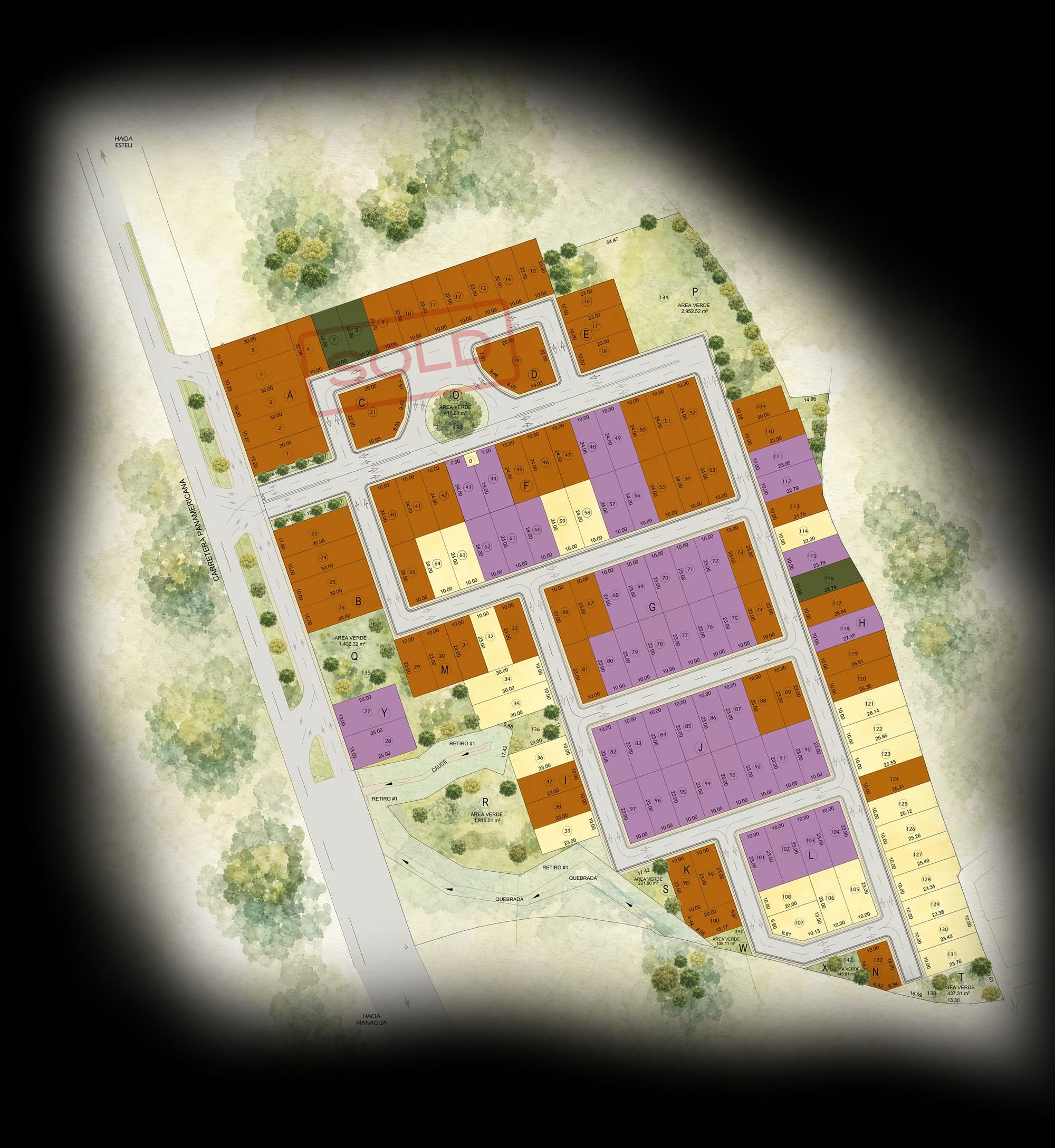 Plano maestro del proyecto Los Robles